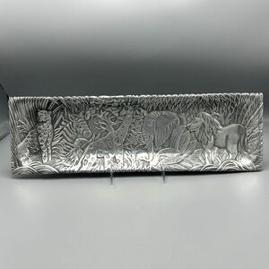 Vtg CPK Ltd Cast Aluminum Serving Tray with Jungle Animals CBK LTD 1991 Elephant